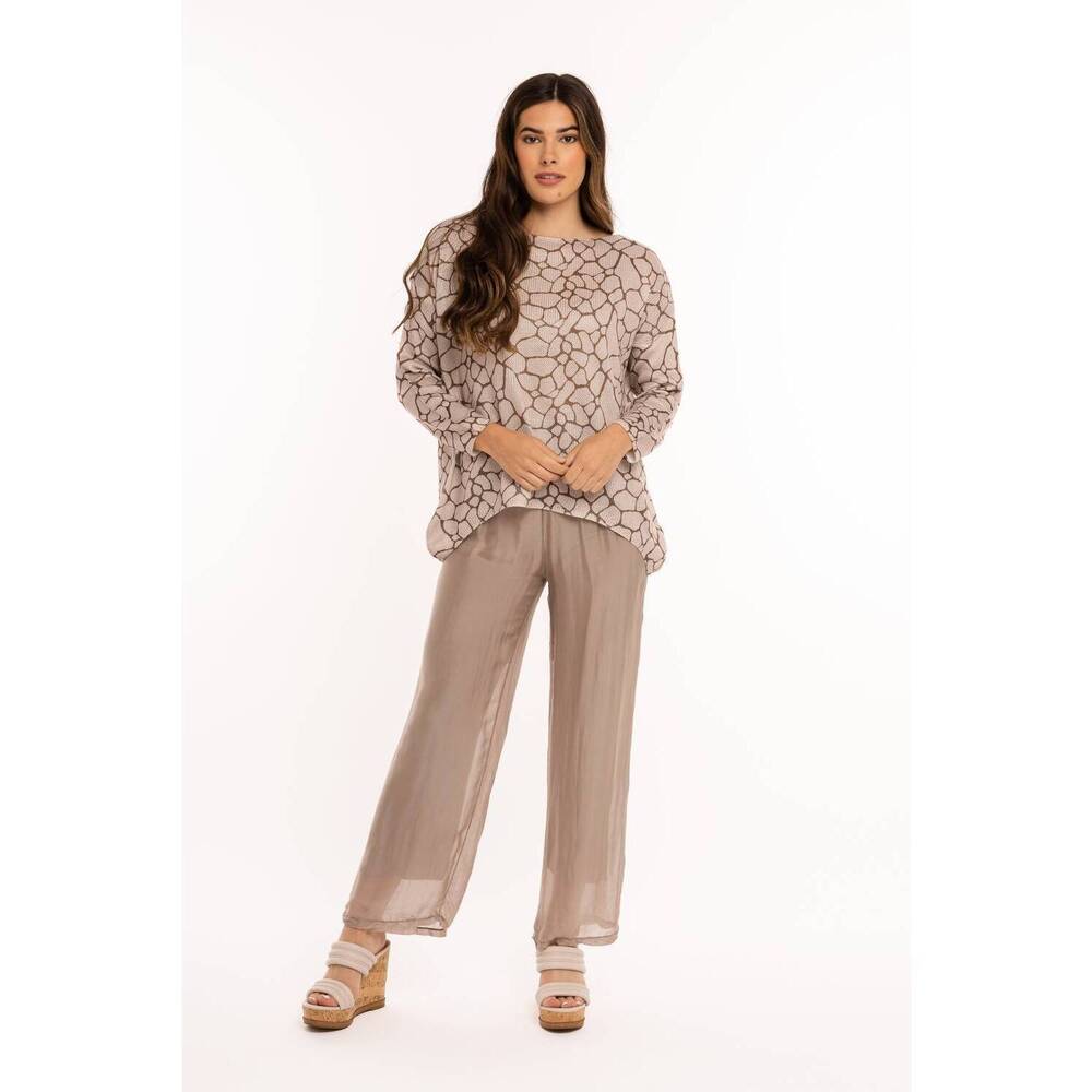 NEW M MADE IN ITALY ladies printed sweater in beige